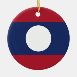 Laos flag ceramic tree decoration