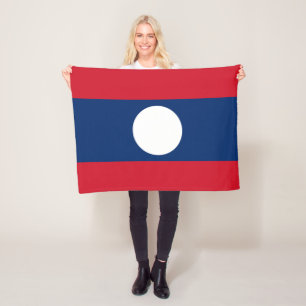 Laos Flag Fleece Blanket