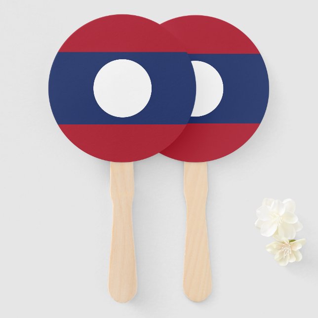 Laos flag hand fan (Front and Back)