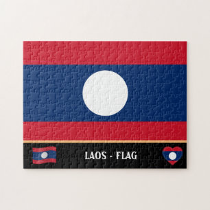 Laos Flag & Laos country / Laos Jigsaw Puzzle