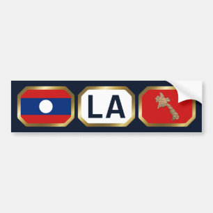 Laos Flag Map Code Bumper Sticker