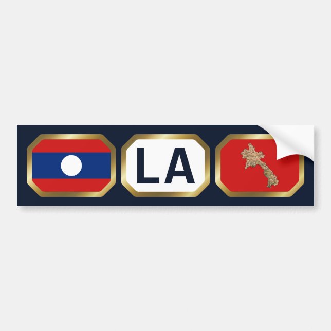 Laos Flag Map Code Bumper Sticker (Front)
