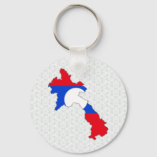 Laos Flag Map full size Key Ring