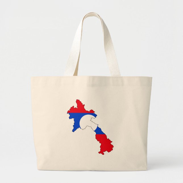 Laos flag map large tote bag (Front)