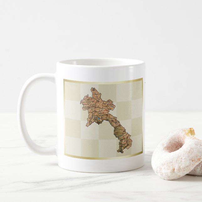 Laos Flag + Map Mug (With Donut)