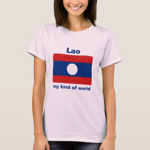 Laos Flag + Map + Text T-Shirt