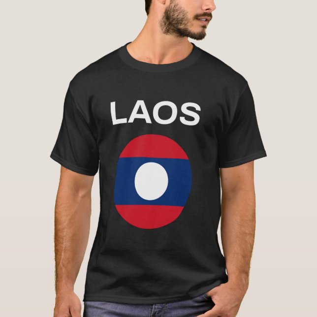 Laos Flag Modern T-Shirt (Front)