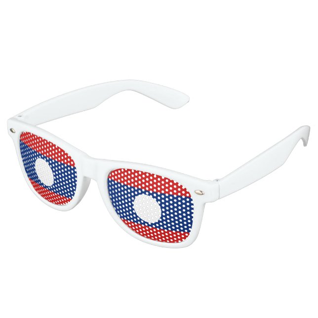 Laos Flag Retro Sunglasses (Angled)
