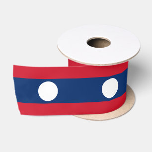 Laos Flag Satin Ribbon