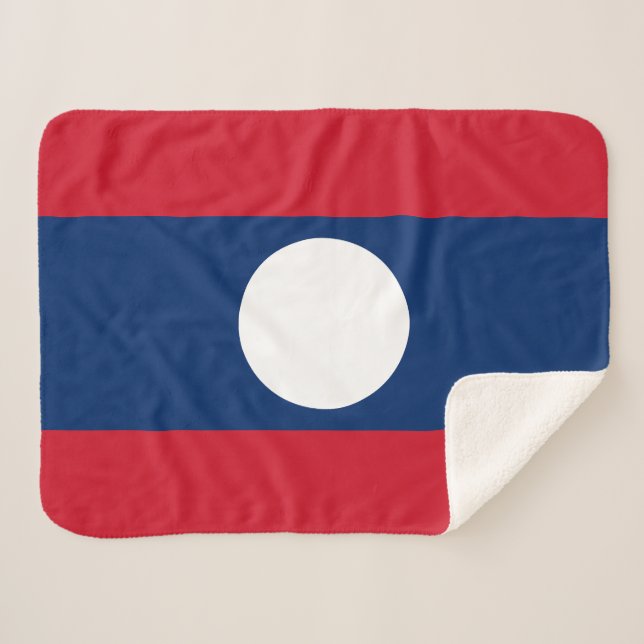 Laos Flag Sherpa Blanket (Front (Horizontal))