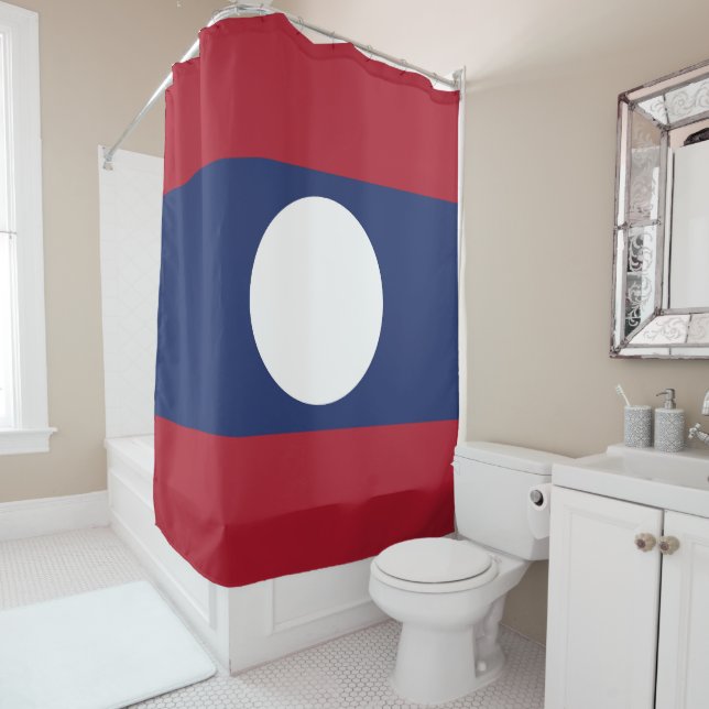 Laos flag shower curtain (In Situ)