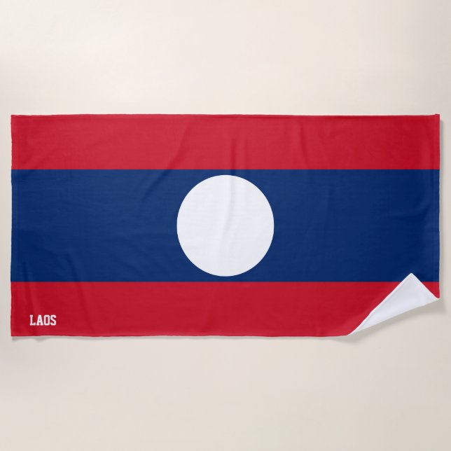 Laos Flag Splendid Patriotic Beach Towel (Front)