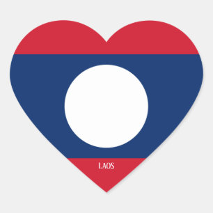 Laos Flag Splendid Patriotic Heart Sticker