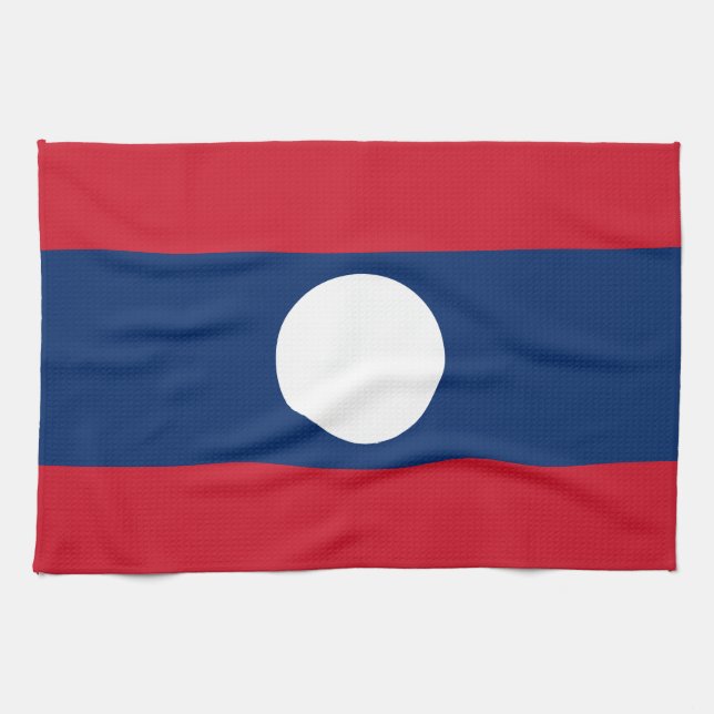 Laos Flag Tea Towel (Horizontal)