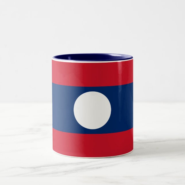 Laos Flag Two-Tone Coffee Mug (Center)