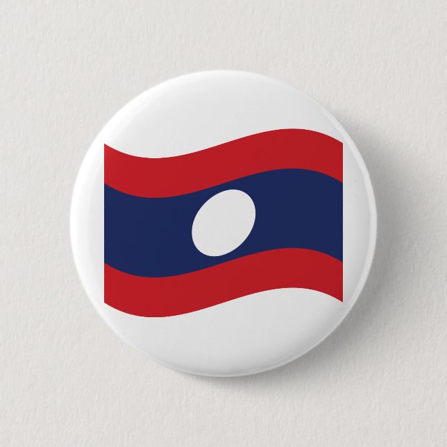 Laos Flag Wave 6 Cm Round Badge (Front)