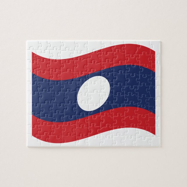 Laos Flag Wave Jigsaw Puzzle (Horizontal)