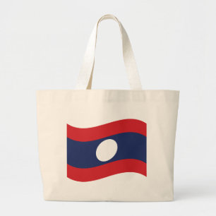 Laos Flag Wave Large Tote Bag