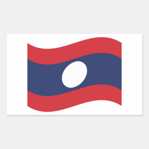 Laos Flag Wave Rectangular Sticker