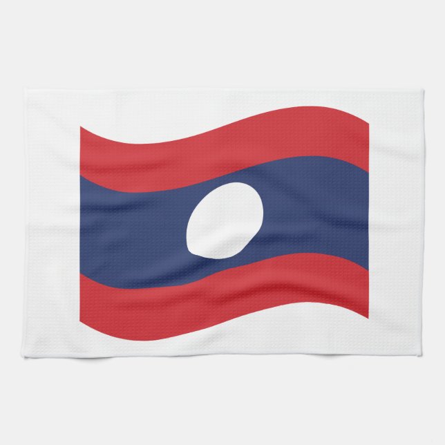 Laos Flag Wave Tea Towel (Horizontal)