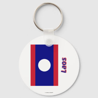 Laos Flag with Name Key Ring