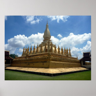 laos golden stupa poster