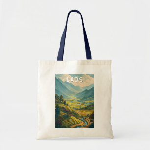 Laos Illustration Travel Art Vintage Tote Bag