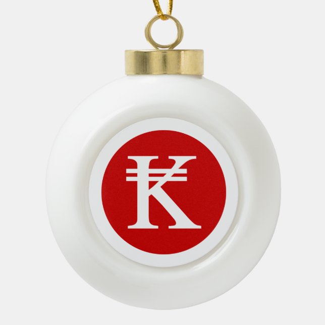 Laos Kip Lao / Laotian Money Sign Ceramic Ball Christmas Ornament (Front)