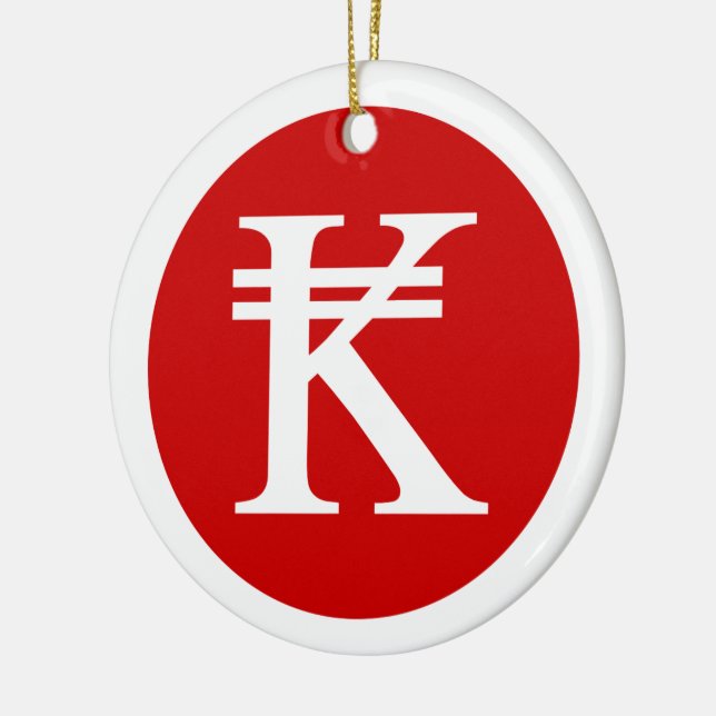Laos Kip Lao / Laotian Money Sign Ceramic Tree Decoration (Left)
