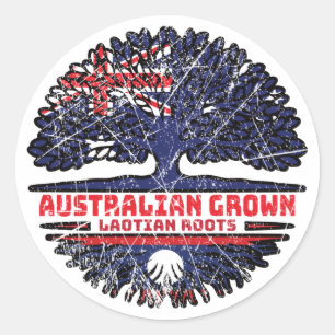 Laos Laotian Australian Australia Tree Roots Flag Classic Round Sticker