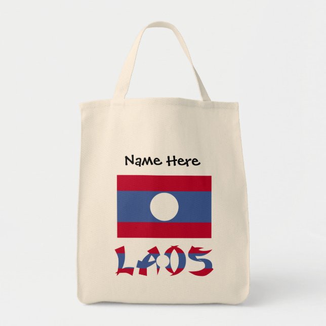 Laos Laotian Flag Blue Personalisation  Tote Bag (Front)