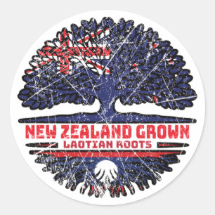 Laos Laotian New Zealander New Zealand Tree Roots Classic Round Sticker