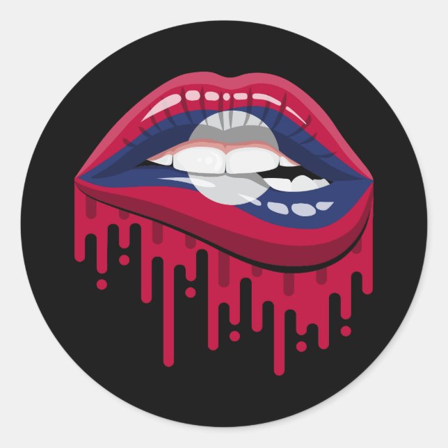 Laos lips pride root flag classic round sticker (Front)