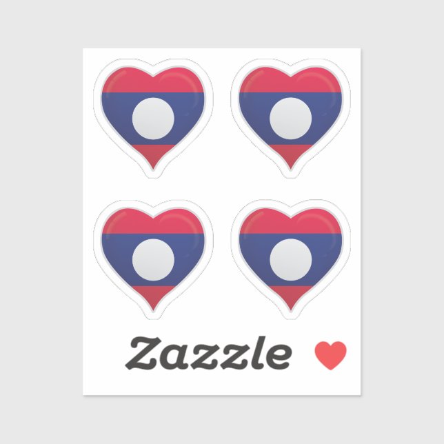 Laos love flag pride heart sticker (Sheet)