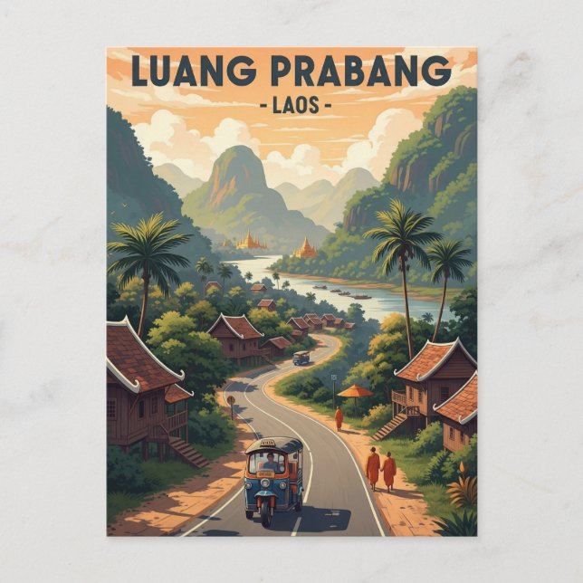 Laos Luang Prabang Travel Postcard (Front)