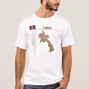 Laos Map + Flag + Title T-Shirt