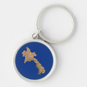 Laos Map Keychain