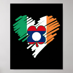 Laos Proud Lao Laotian Flag St. Patricks Day Shamr Poster
