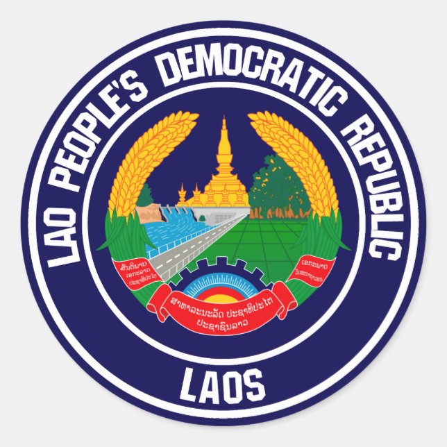 Laos Round Emblem Classic Round Sticker (Front)