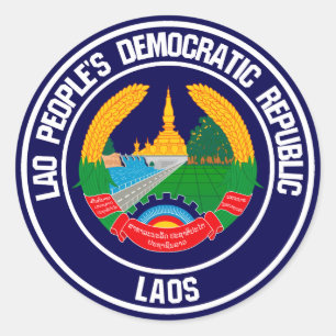 Laos Round Emblem Classic Round Sticker