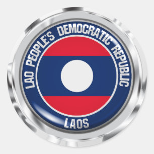 Laos Round Emblem Classic Round Sticker