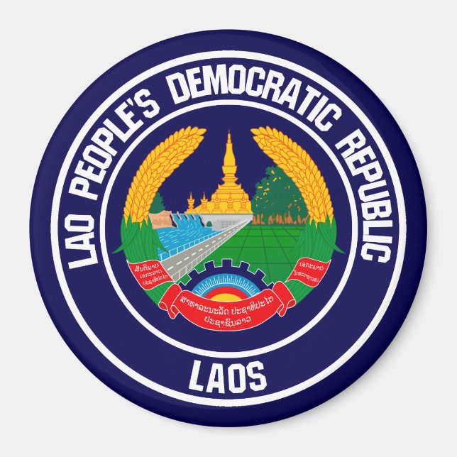 Laos Round Emblem Magnet (Front)