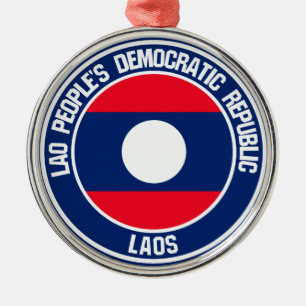 Laos Round Emblem Metal Tree Decoration