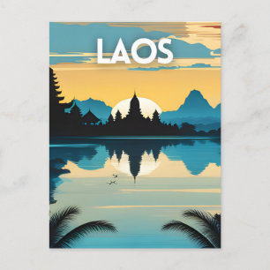 Laos Travel Art Poster Postcard