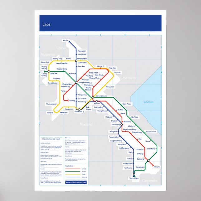 Laos tube map poster (Front)