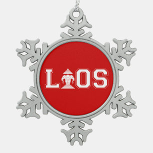 LAOS UNIVERSITY SNOWFLAKE PEWTER CHRISTMAS ORNAMENT
