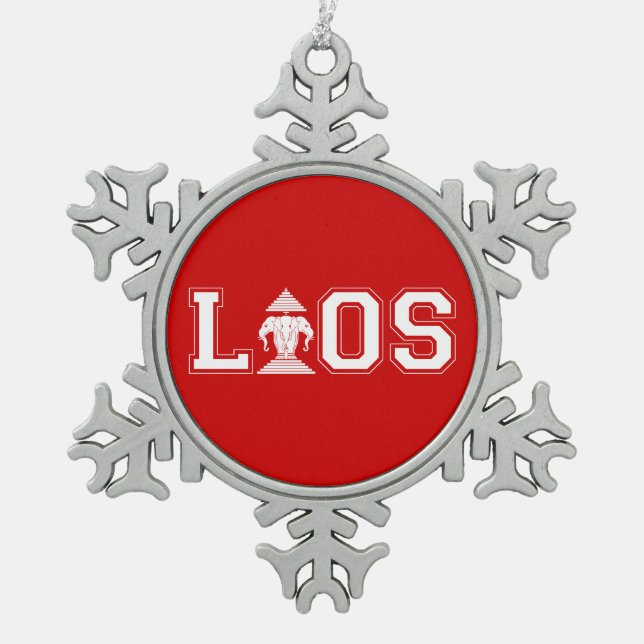 LAOS UNIVERSITY SNOWFLAKE PEWTER CHRISTMAS ORNAMENT (Front)