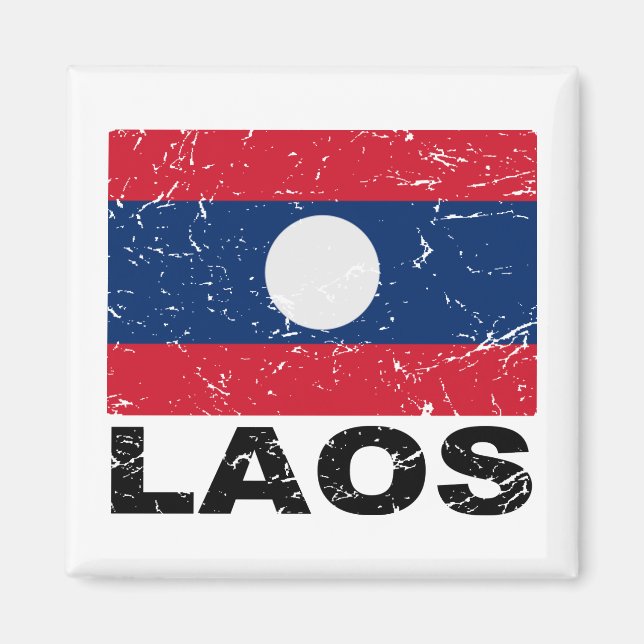 Laos Vintage Flag Magnet (Front)