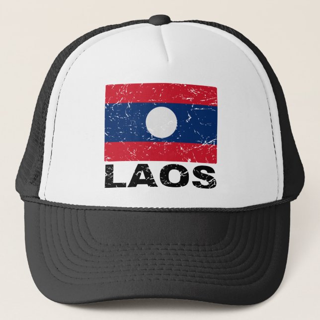 Laos Vintage Flag Trucker Hat (Front)