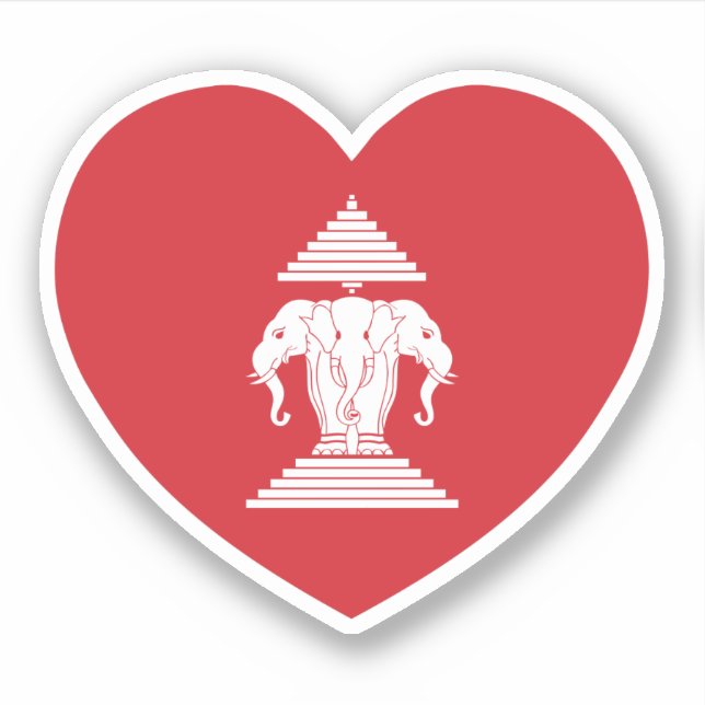 Laotian Erawan 3 Headed Elephant Heart Flag (Front)
